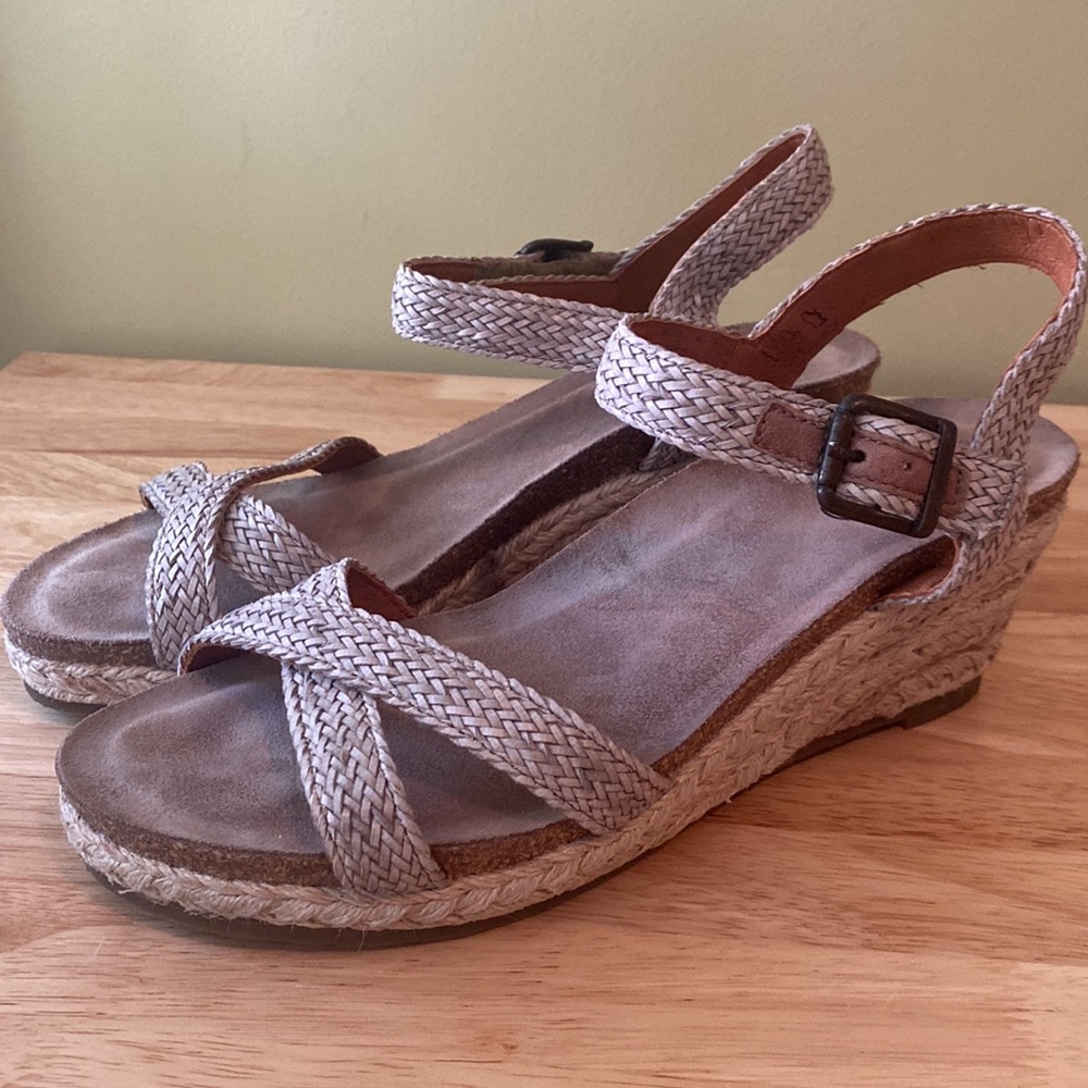 Taos “Hey Jute” Espadrille Wedge Adjustable Comfort Leather Sandal